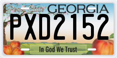 GA license plate PXD2152