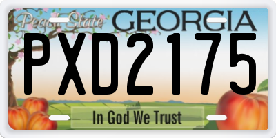 GA license plate PXD2175