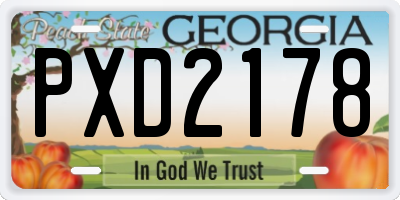 GA license plate PXD2178