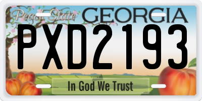 GA license plate PXD2193