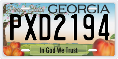 GA license plate PXD2194