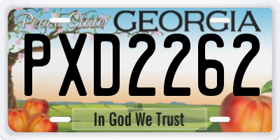 GA license plate PXD2262