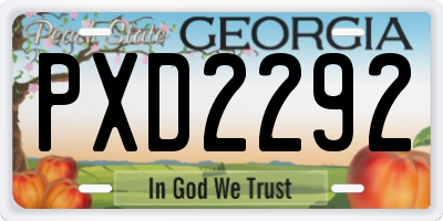 GA license plate PXD2292