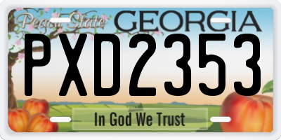 GA license plate PXD2353
