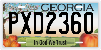 GA license plate PXD2360