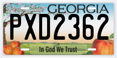 GA license plate PXD2362