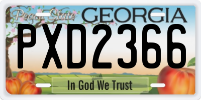 GA license plate PXD2366