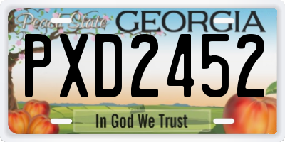 GA license plate PXD2452