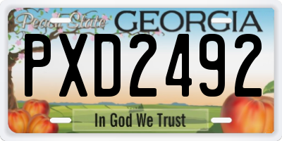 GA license plate PXD2492