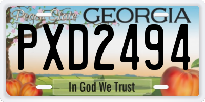 GA license plate PXD2494