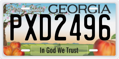 GA license plate PXD2496
