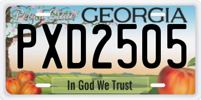 GA license plate PXD2505