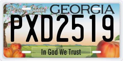 GA license plate PXD2519