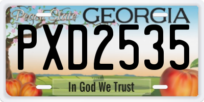 GA license plate PXD2535