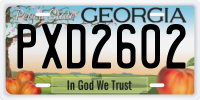 GA license plate PXD2602