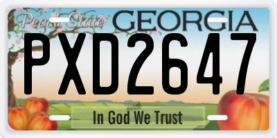 GA license plate PXD2647