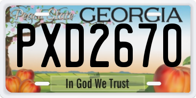 GA license plate PXD2670