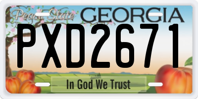 GA license plate PXD2671