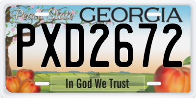 GA license plate PXD2672