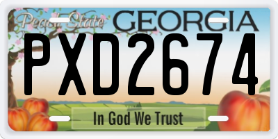 GA license plate PXD2674