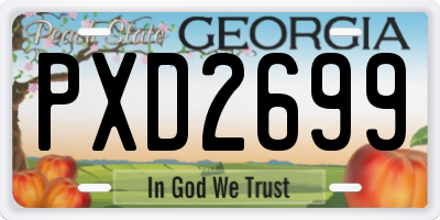 GA license plate PXD2699
