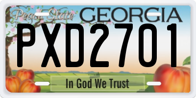 GA license plate PXD2701