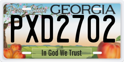 GA license plate PXD2702