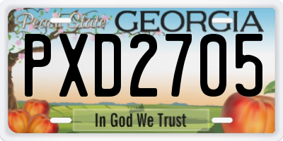 GA license plate PXD2705