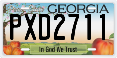GA license plate PXD2711