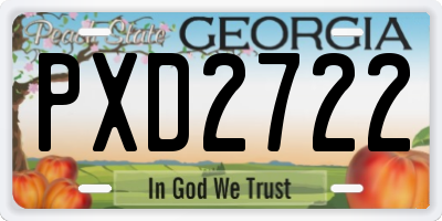 GA license plate PXD2722