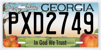 GA license plate PXD2749