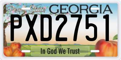 GA license plate PXD2751