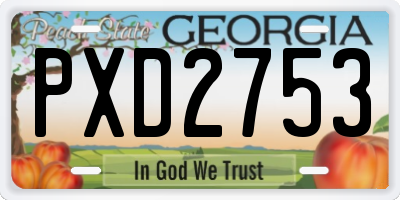 GA license plate PXD2753