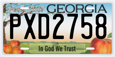 GA license plate PXD2758