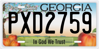 GA license plate PXD2759