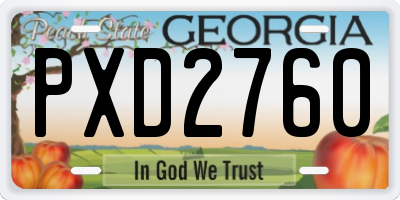 GA license plate PXD2760