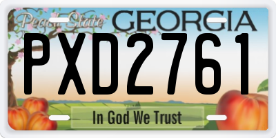 GA license plate PXD2761