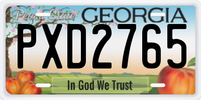 GA license plate PXD2765