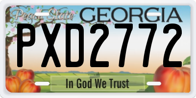 GA license plate PXD2772