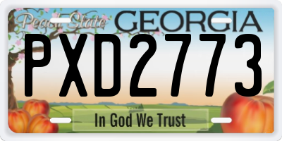GA license plate PXD2773