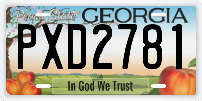 GA license plate PXD2781