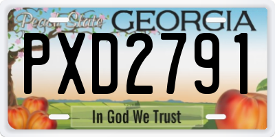 GA license plate PXD2791