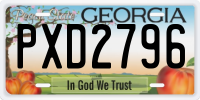 GA license plate PXD2796