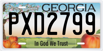 GA license plate PXD2799