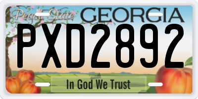 GA license plate PXD2892