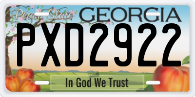 GA license plate PXD2922
