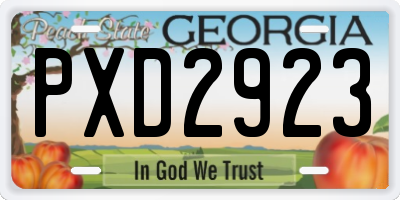 GA license plate PXD2923