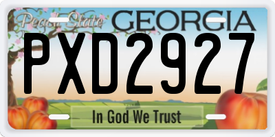 GA license plate PXD2927