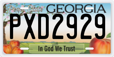 GA license plate PXD2929