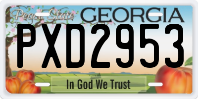 GA license plate PXD2953